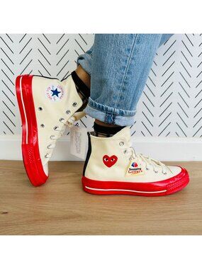 Converse Chuck70 Hi Comme des Garcons PLAY 10.5 Women Shoes Pristine Red A01794C